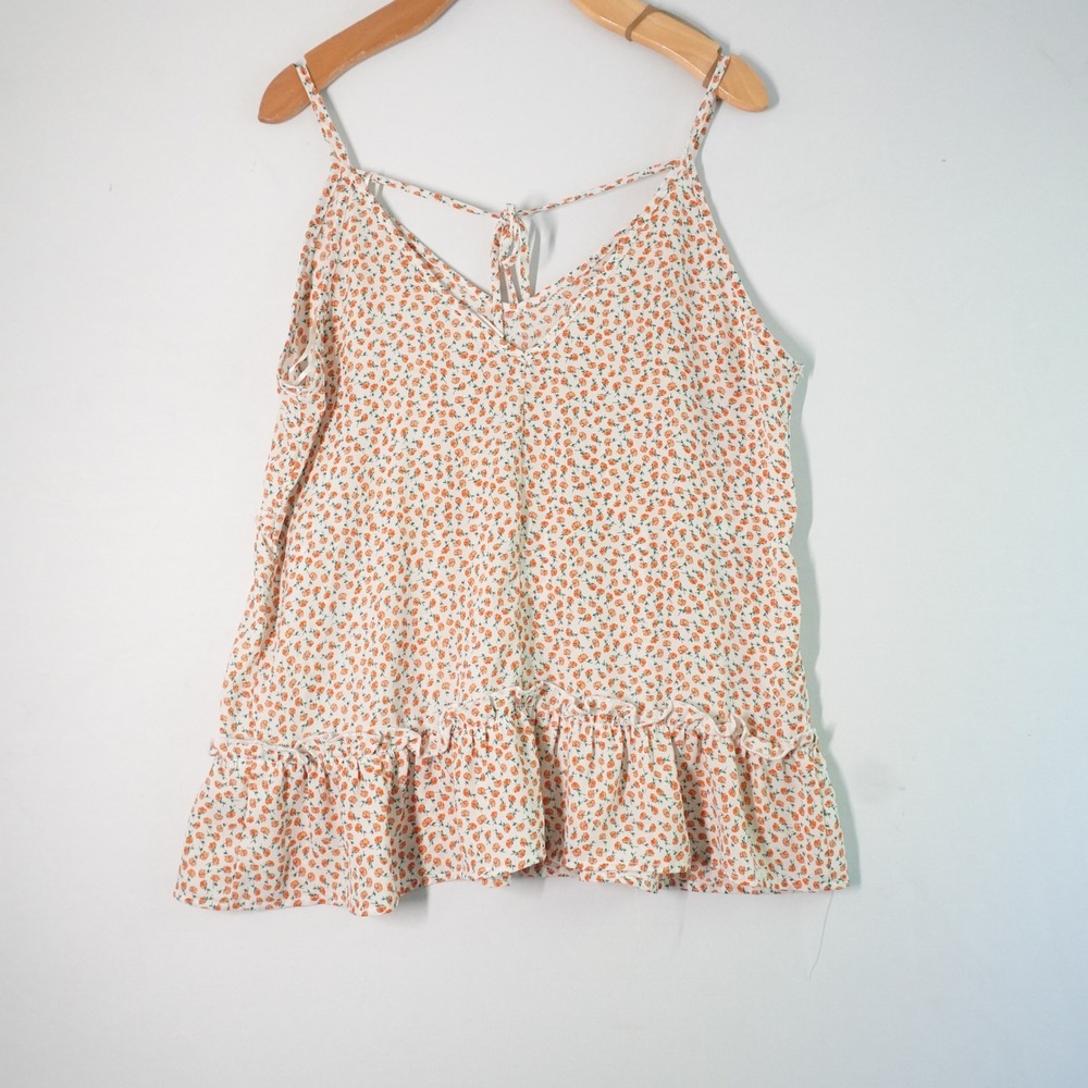 Sienna‎ Sky Floral Print Babydoll Tank Tie Strap Sleeveless Casual Summer S Y2K - Picture 4 of 6